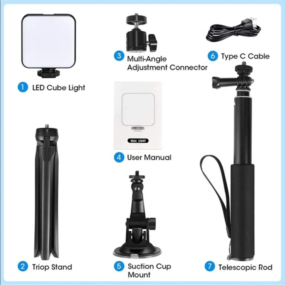 Streaming Video Conference Lighting Kit with Tripod Stand & Suction Cup